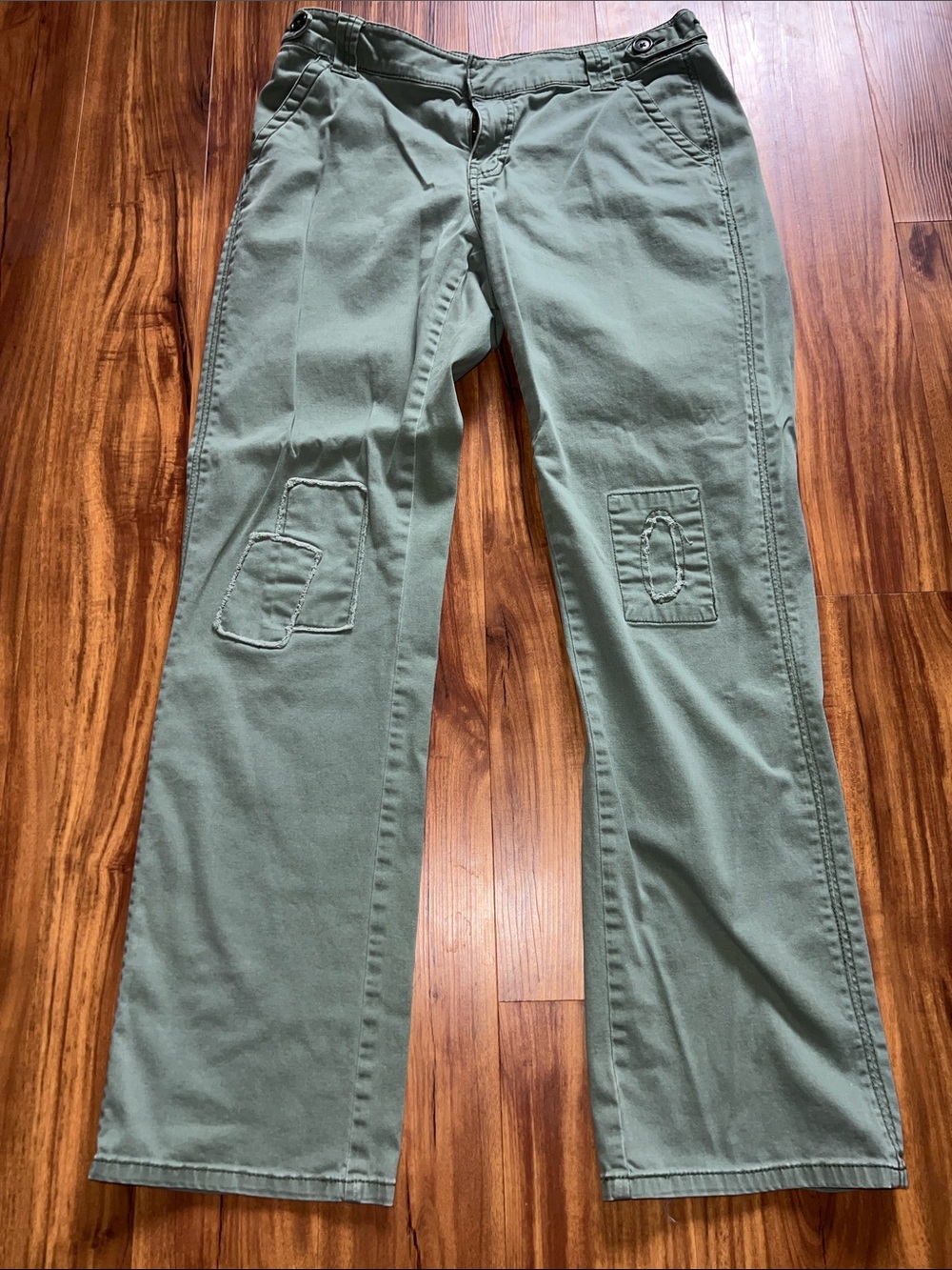 CAbi Olive Green Straight Casual Pants with Stitch Detail Size 8